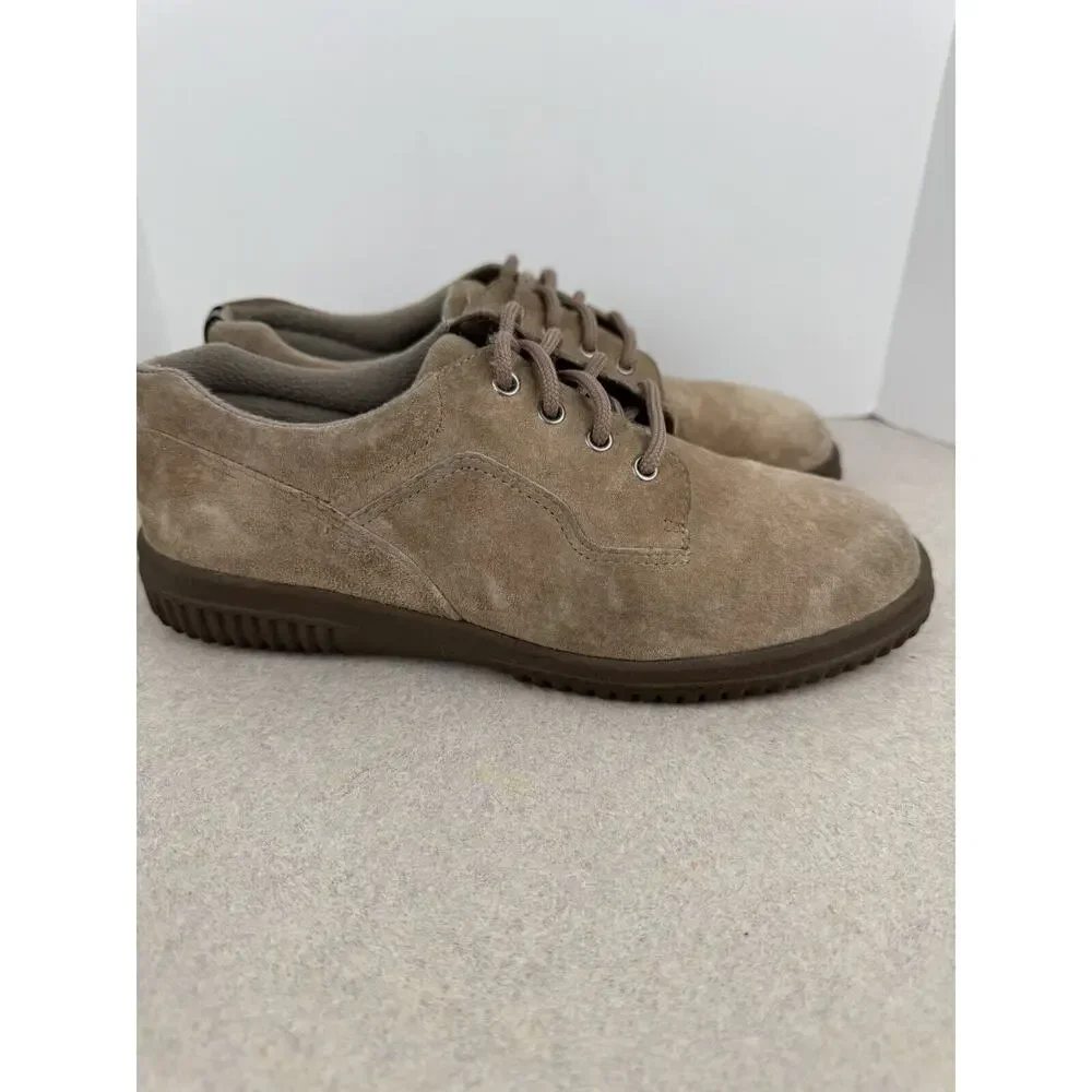 Women’s Wimzees Tan Shoes Lace Up Sued Leather Flat Comfort Size 6‎